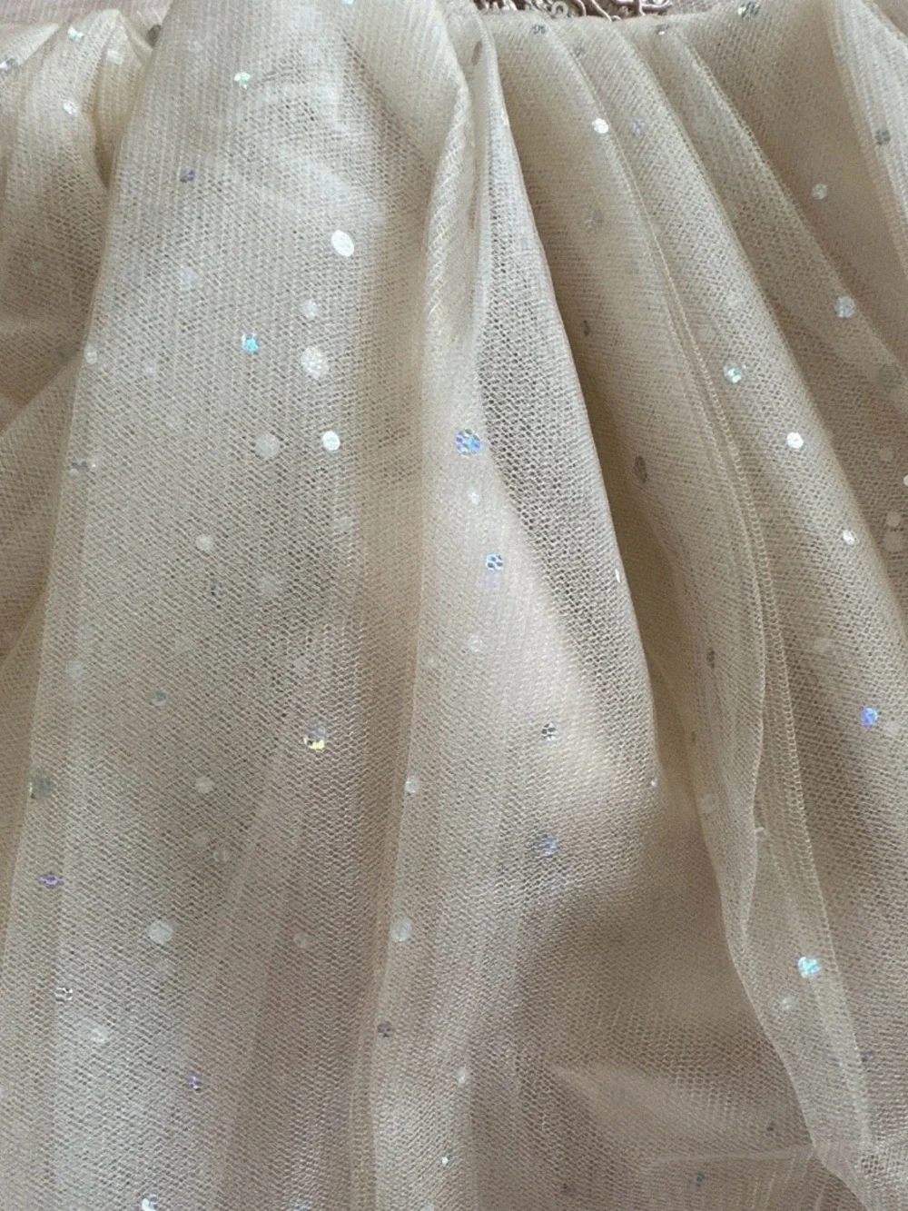 Baby Girl 6-12m Sparkle Lace Tulle Dress - Champagne